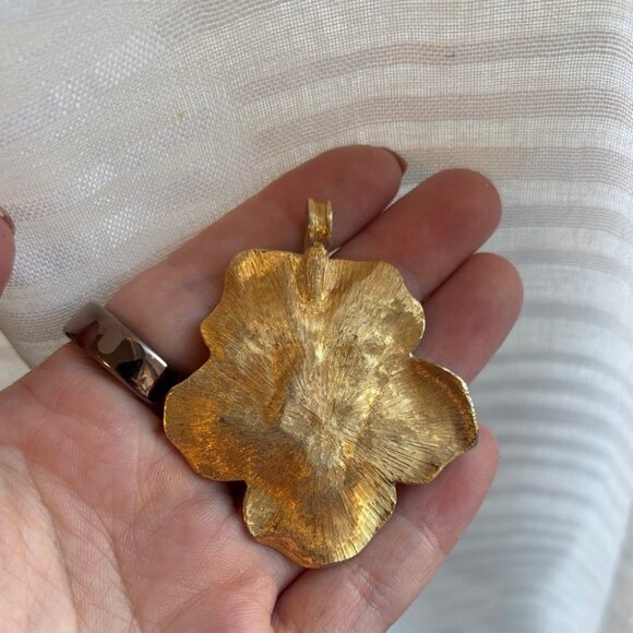 Blue Artisan Art Glass Handmade Pendant and Cream Floral Pendant Necklace Set - Picture 4 of 10